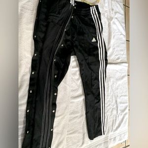 Adidas Full breakaway snap track pants with pockets, size XL tapered leg.
